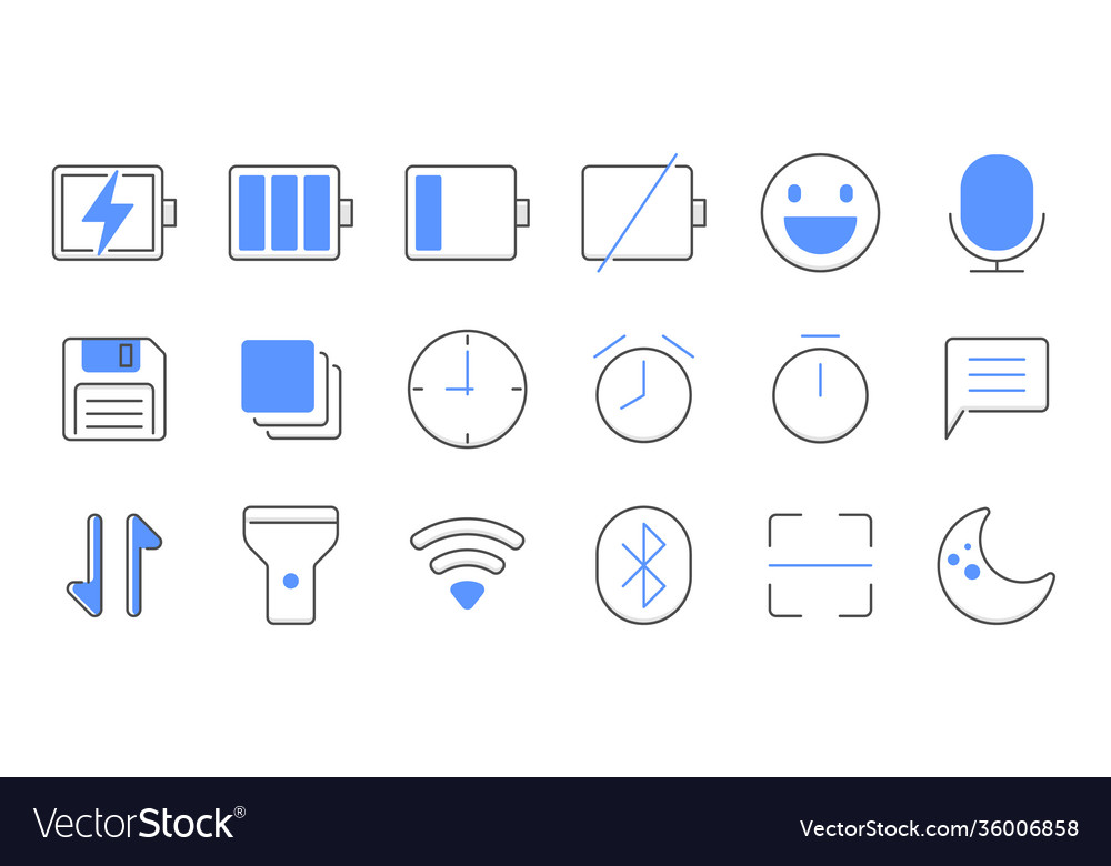 Colored line essential ui icon set