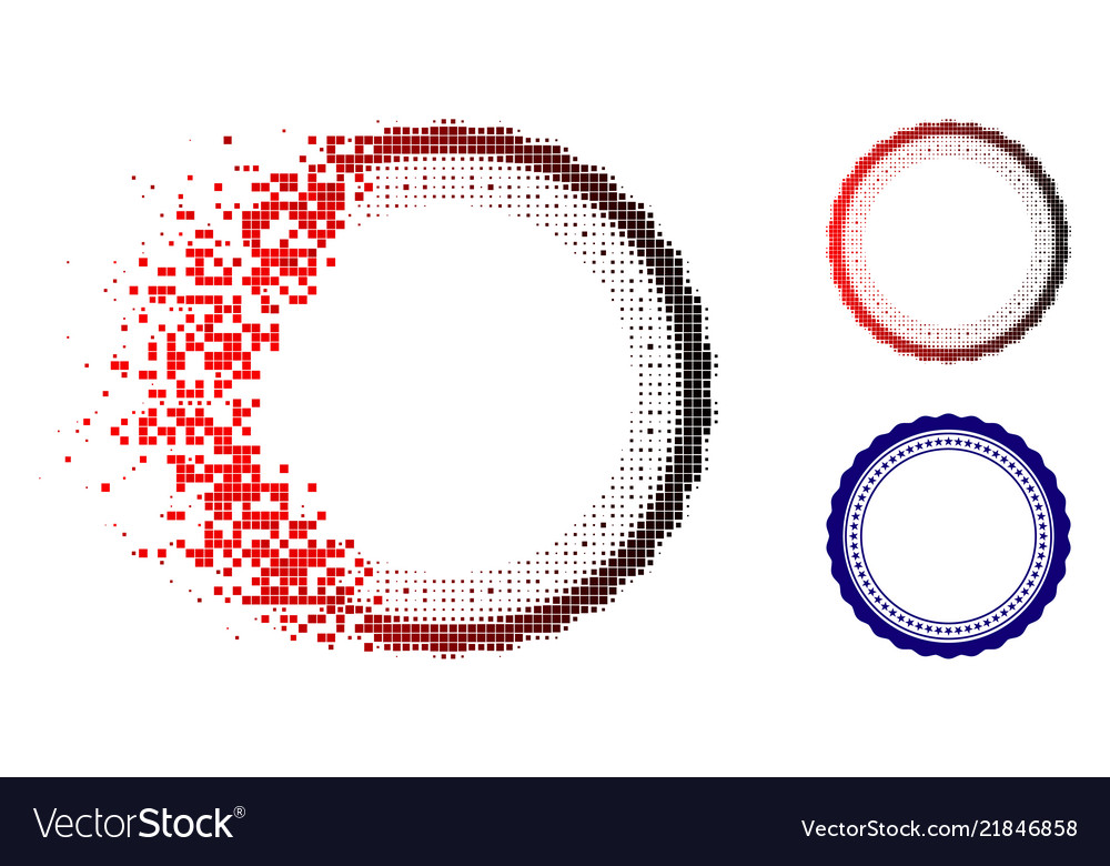 Dissolved pixel halftone rosette circular star