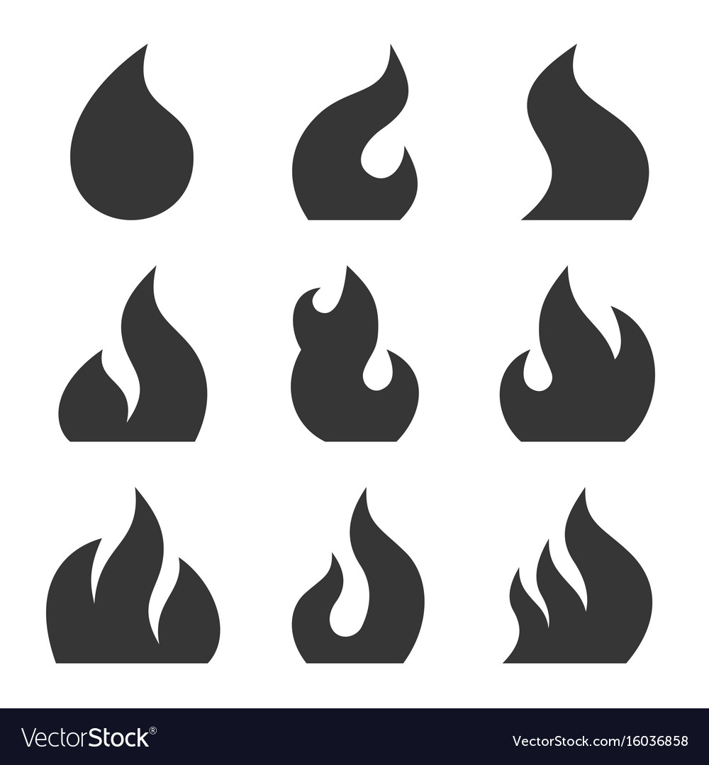 Fire icon set on white background Royalty Free Vector Image