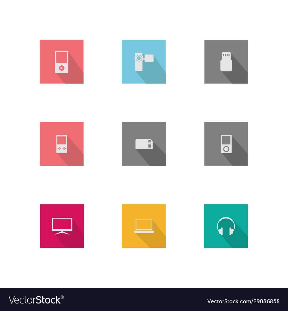 Flat apps icon square shape with long shadow style vector image Flat apps icon square shape with long shadow style
