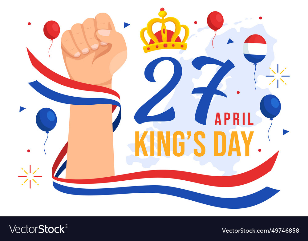 Happy kings netherlands day on 27 april Royalty Free Vector