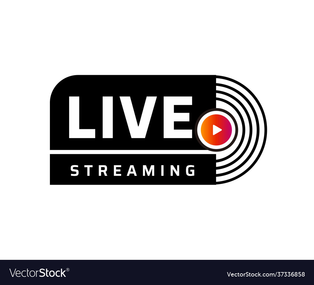 Live stream symbol design icon with play button vector image Live stream symbol design icon with play button