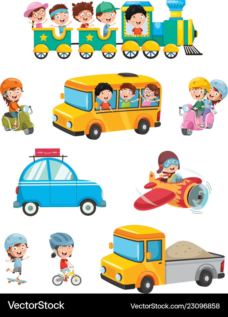 Of kids transportation Royalty Free Vector Image