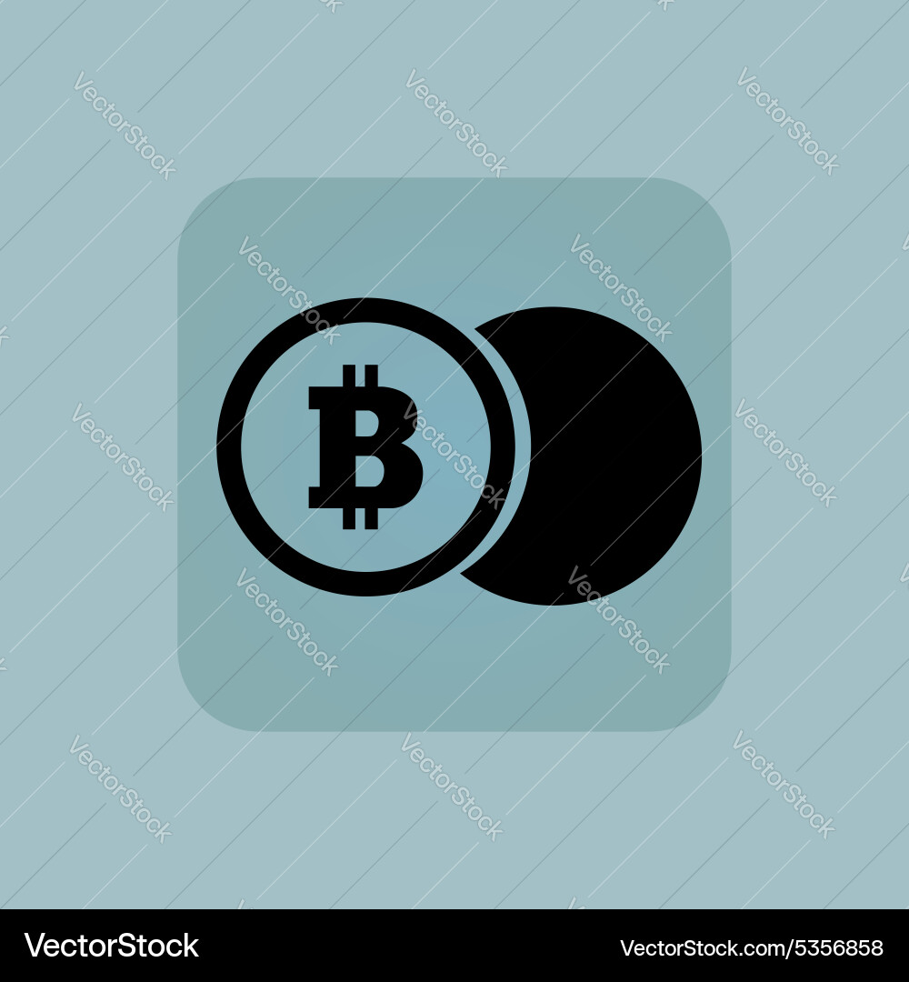 Pale blue bitcoin coin icon Royalty Free Vector Image