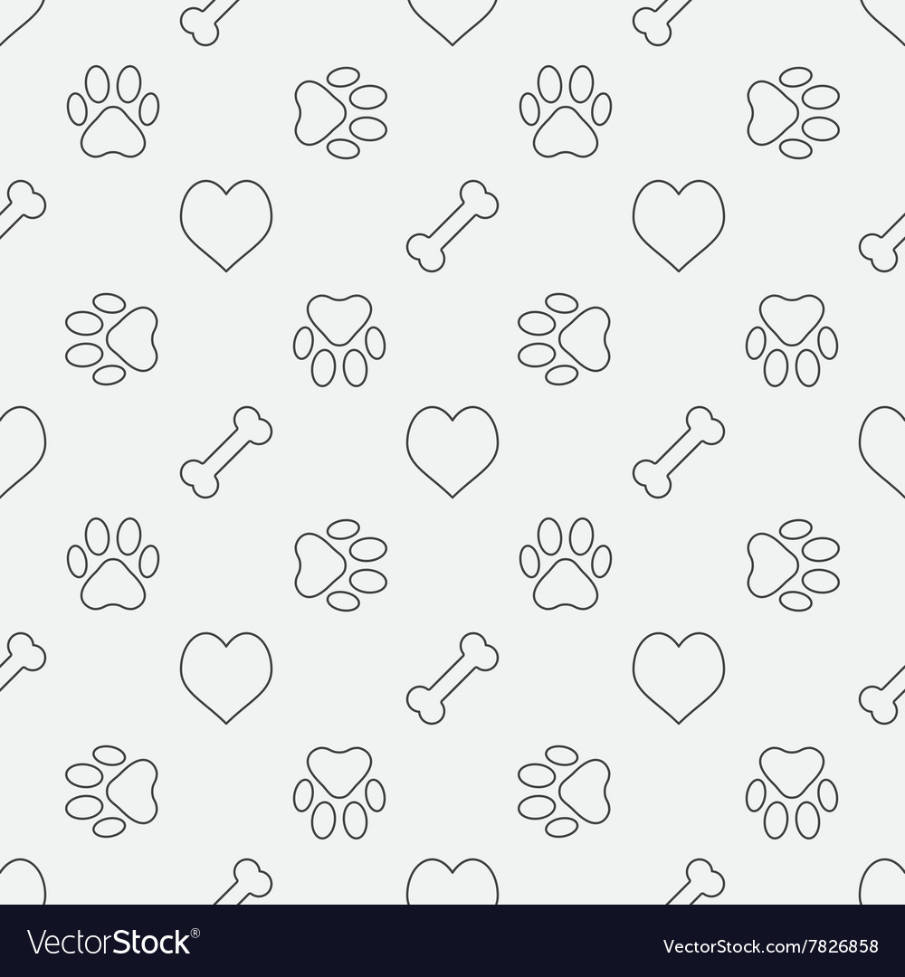 Paw Print Heart Bone Pattern