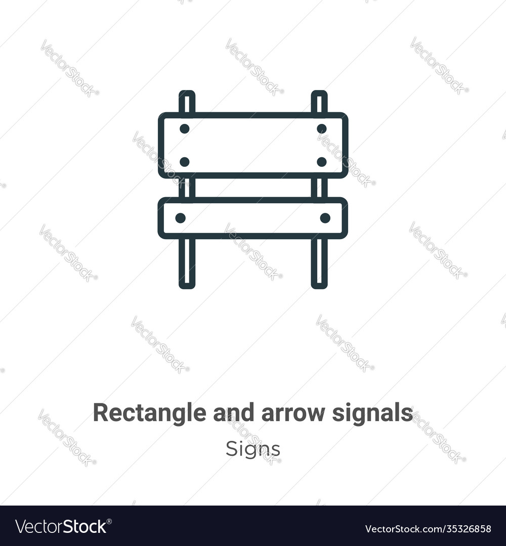 Rectangle and arrow signals outline icon thin