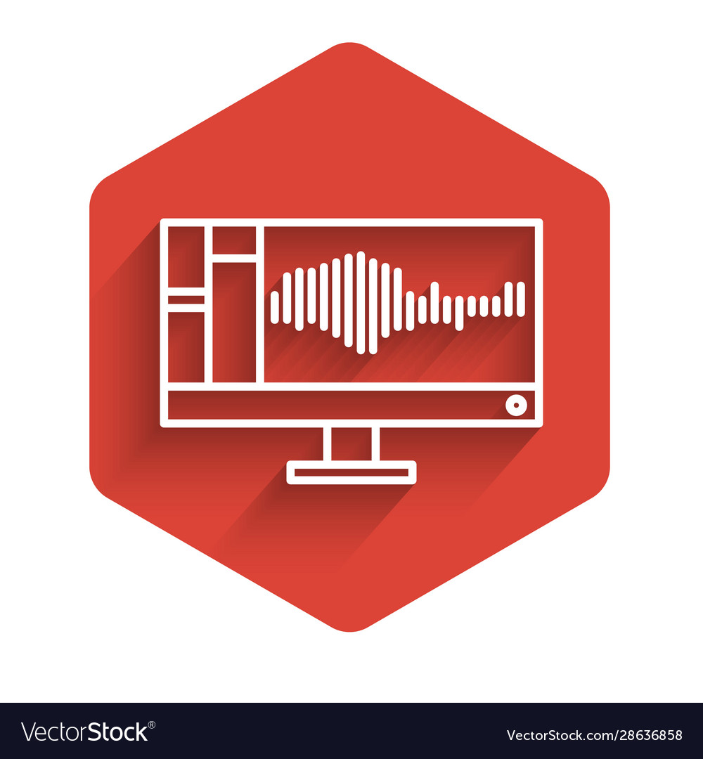 White line sound or audio recorder editor vector image White line sound or audio recorder editor