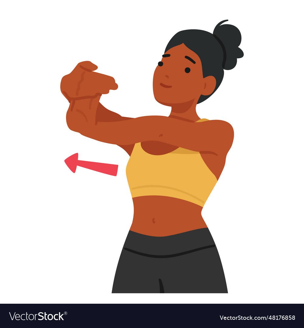 Woman doing palm exercises character flexes