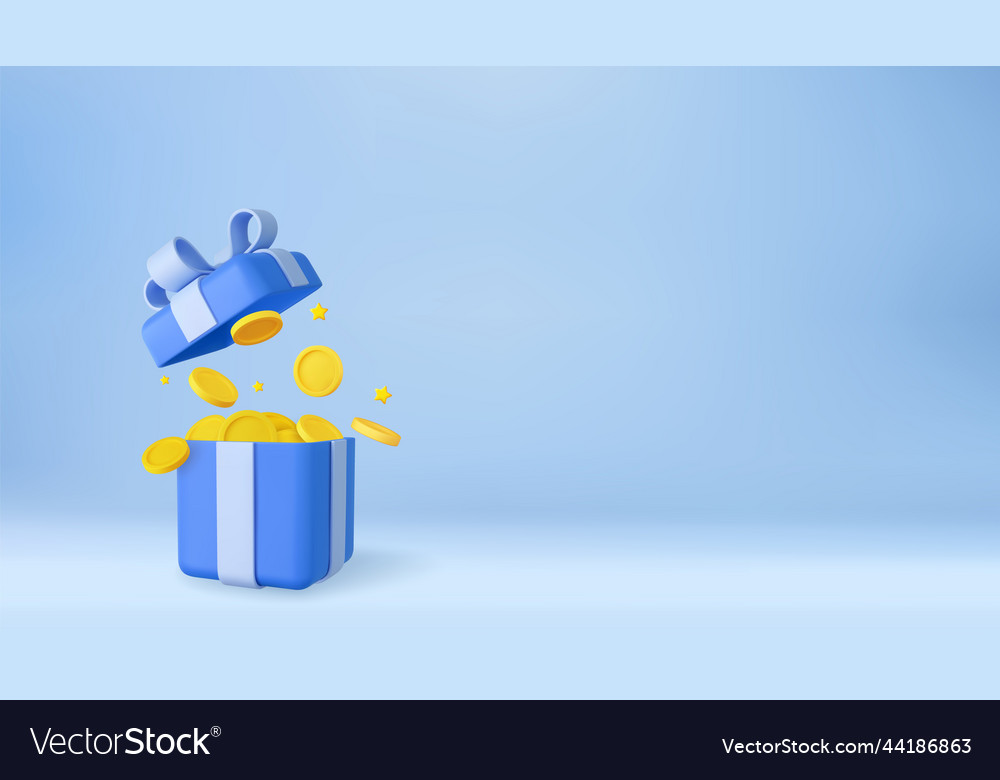 3D Gift Box with Gold Coins