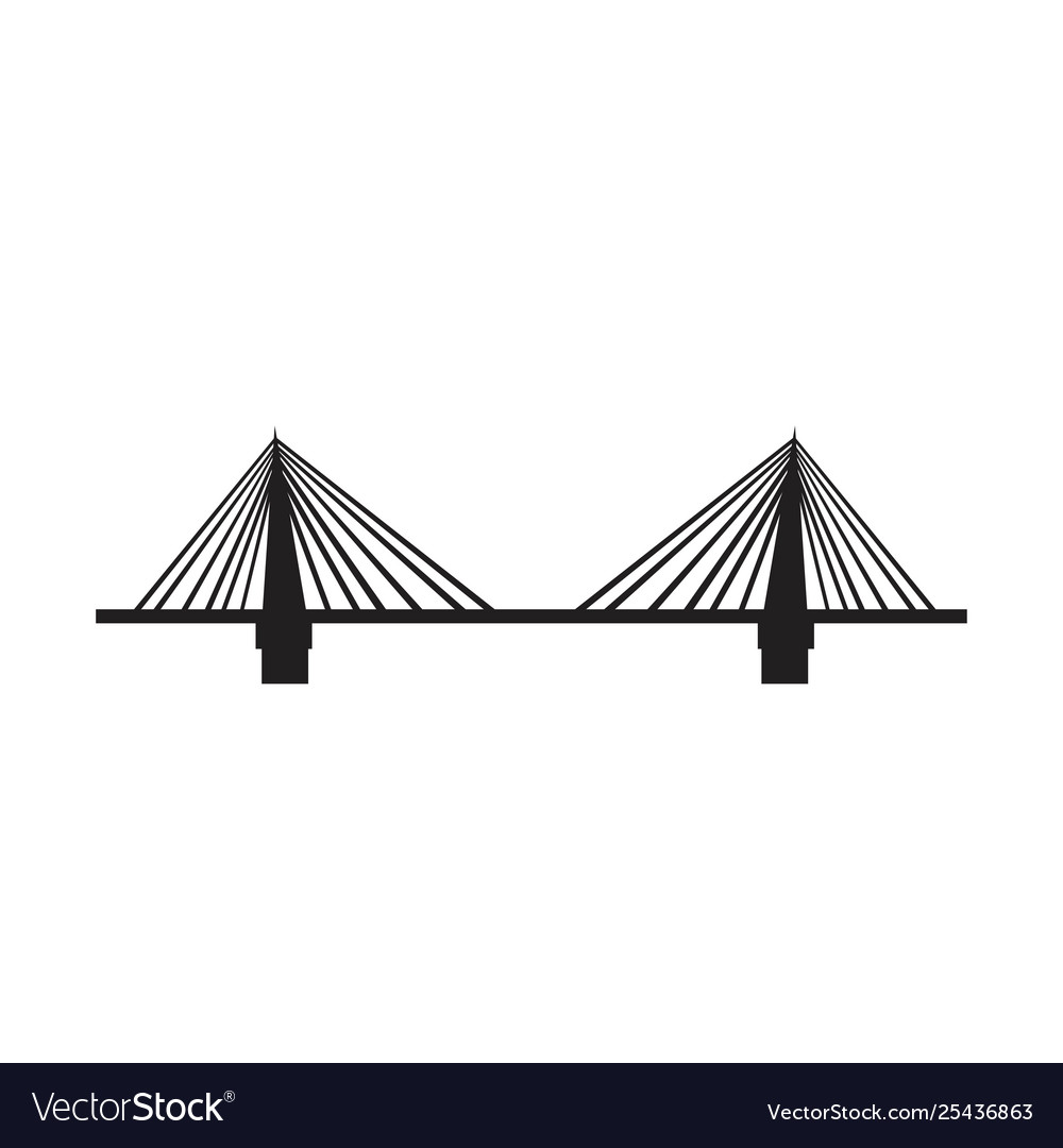 Bridge icon black on white background Royalty Free Vector