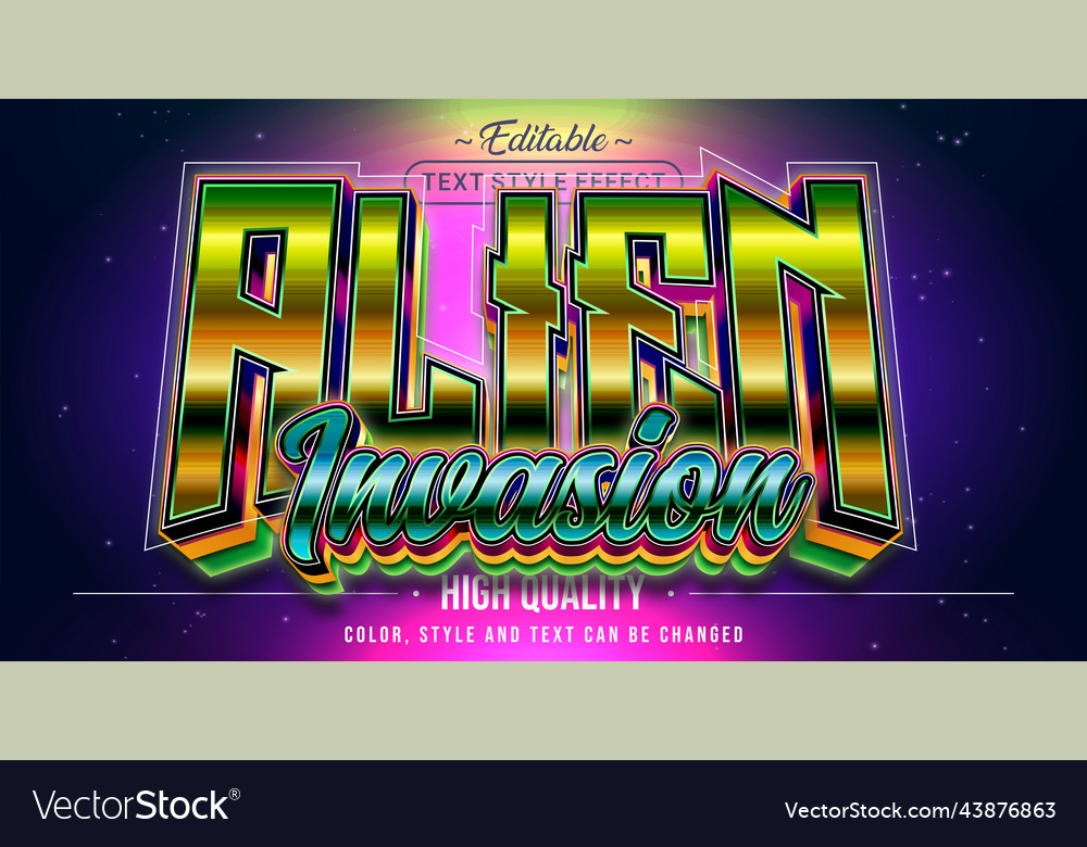 Editable text style effect - alien invasion
