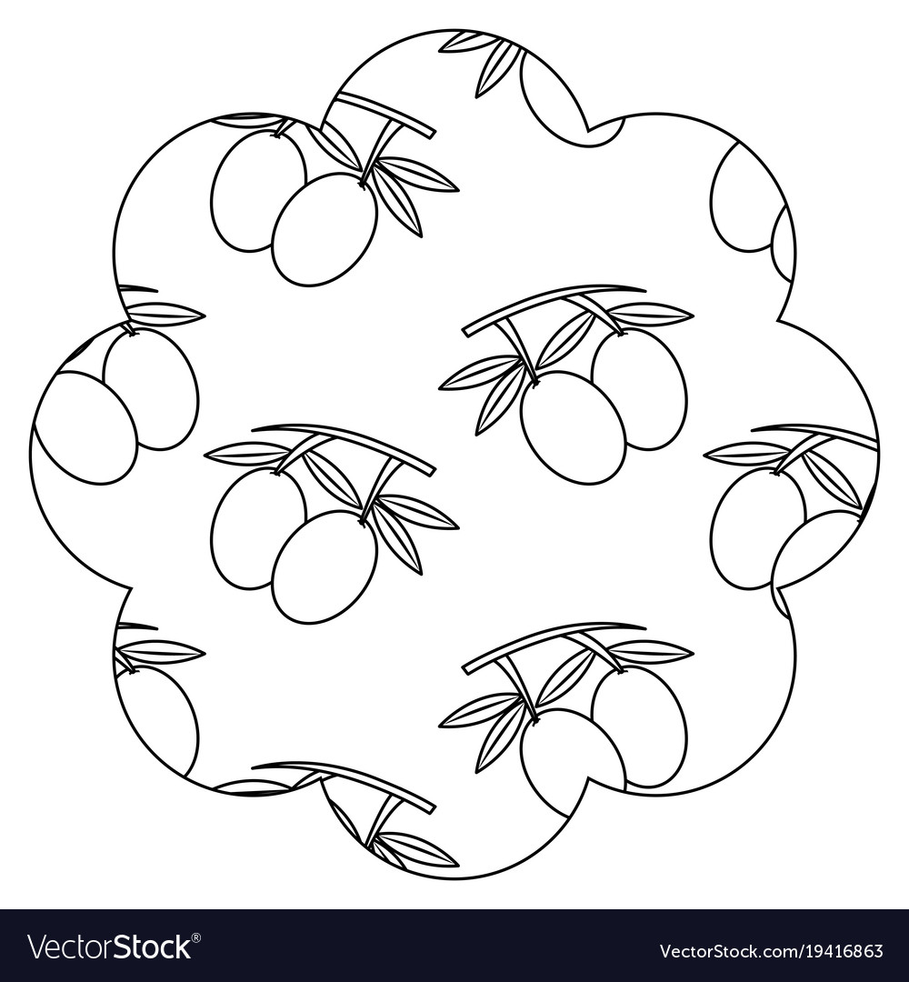 Frame with olives pattern background