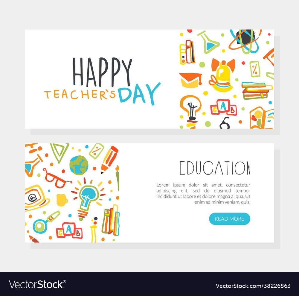 Happy teacher day landing page template education vector image Happy teacher day landing page template education