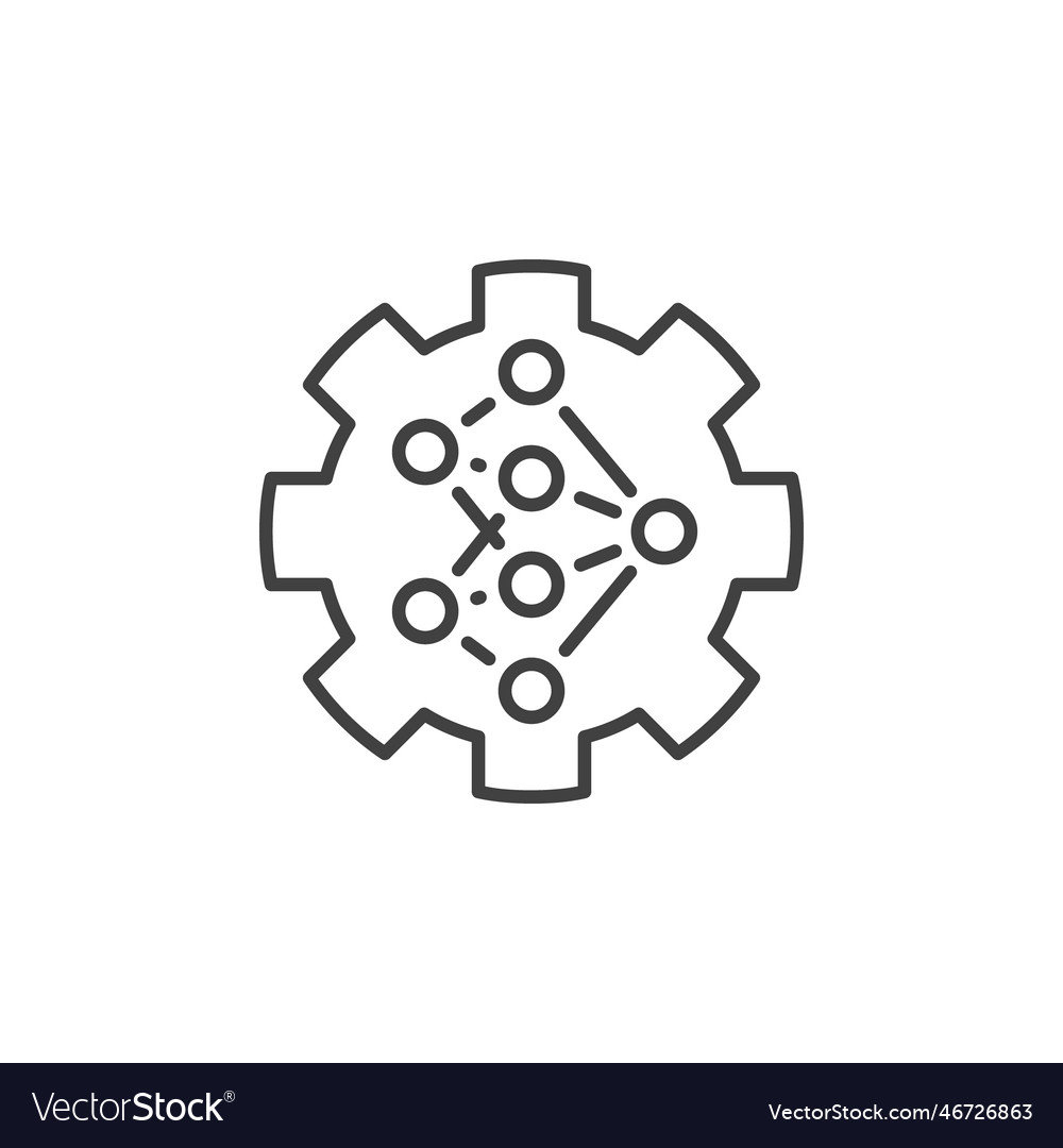 Neural network gear concept outline icon or sign Vector Image