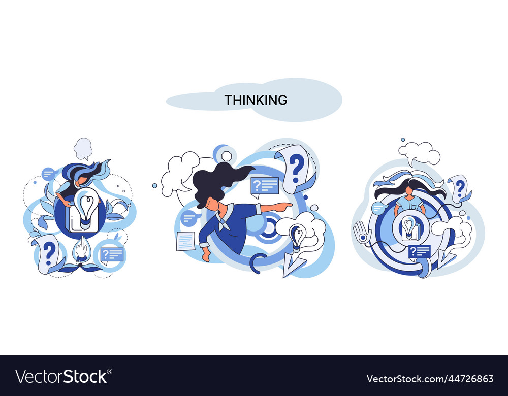 Problem solving concept man wondering or thinking vector image Problem solving concept man wondering or thinking