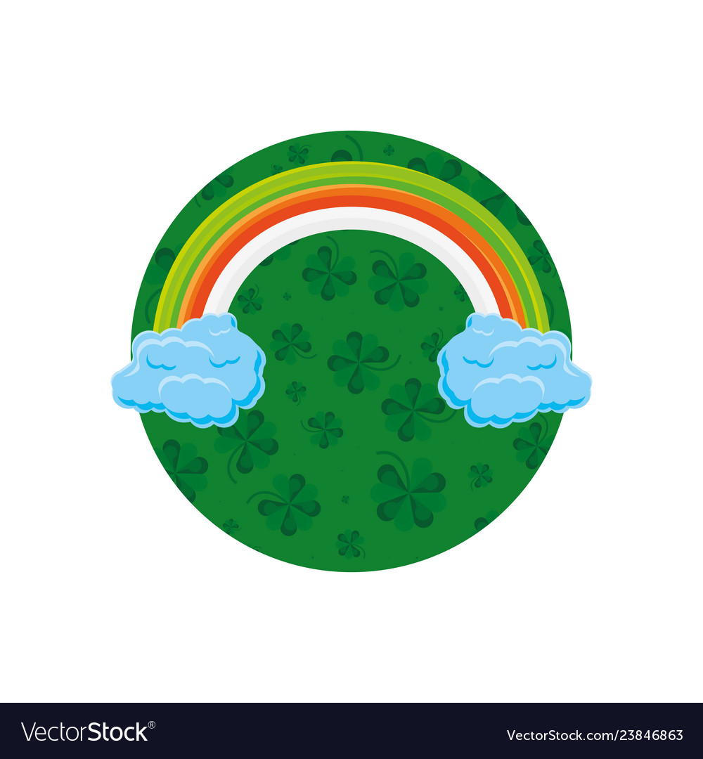 Rainbow with clouds in frame circular