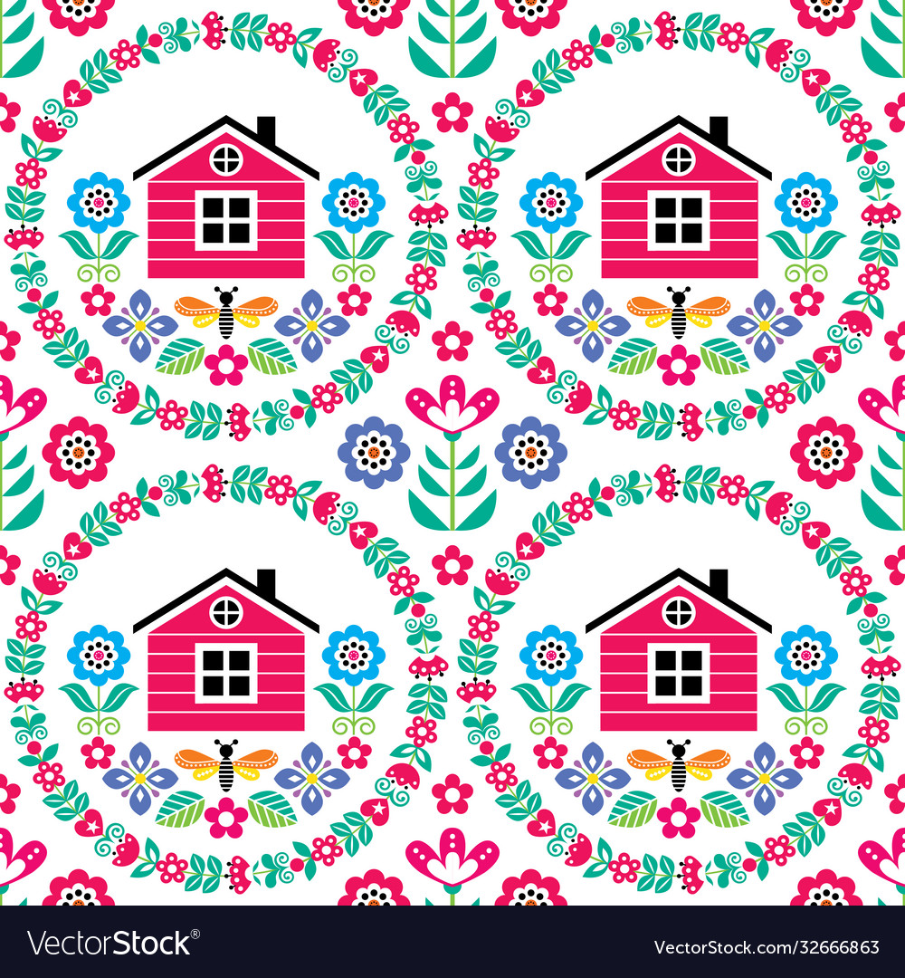Scandinavian folk art seamless pattern Royalty Free Vector