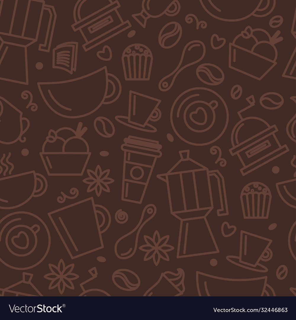 Seamless pattern for coffee theme line art draw