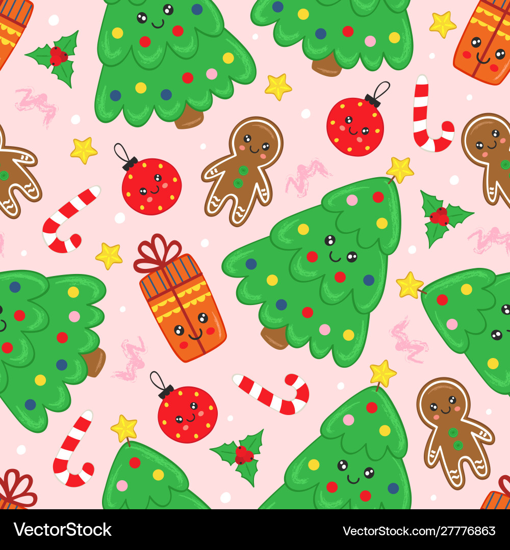 Seamless pattern with cute christmas tree Vector Image