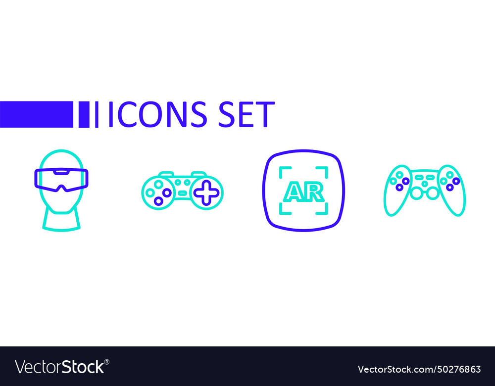 Set line gamepad augmented reality ar and virtual vector image Set line gamepad augmented reality ar and virtual