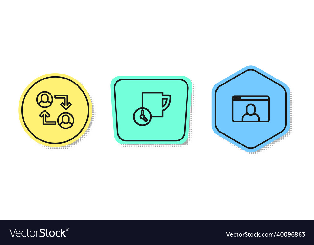 Set line project team base time management vector image Set line project team base time management