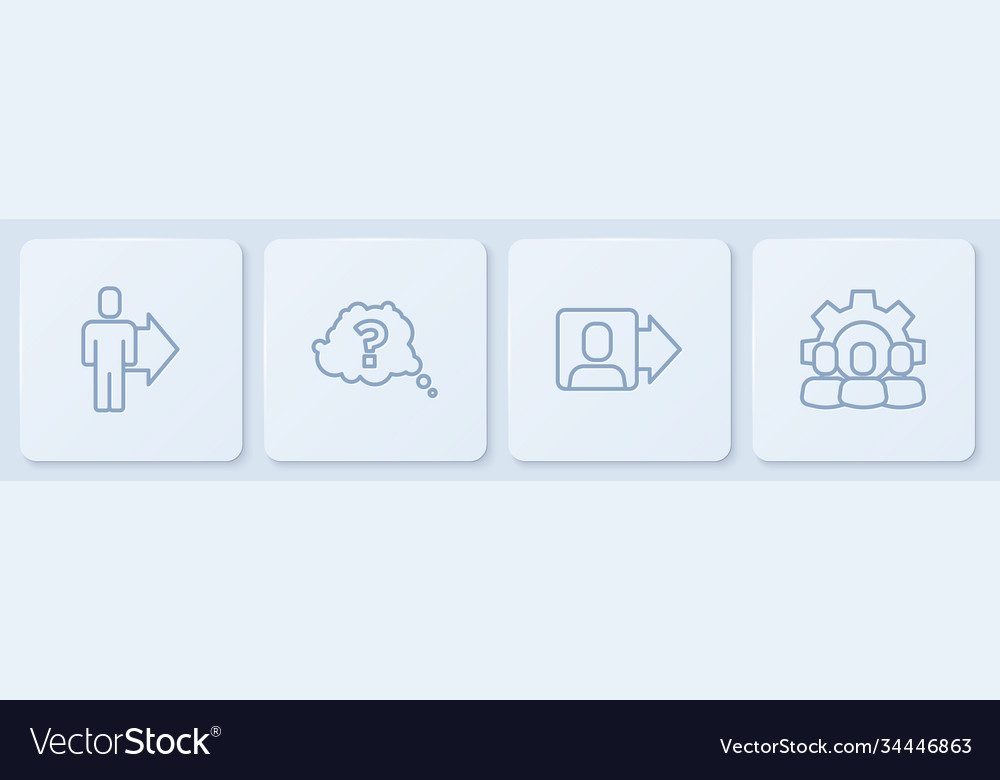 Set line team leader question mark and project vector image Set line team leader question mark and project