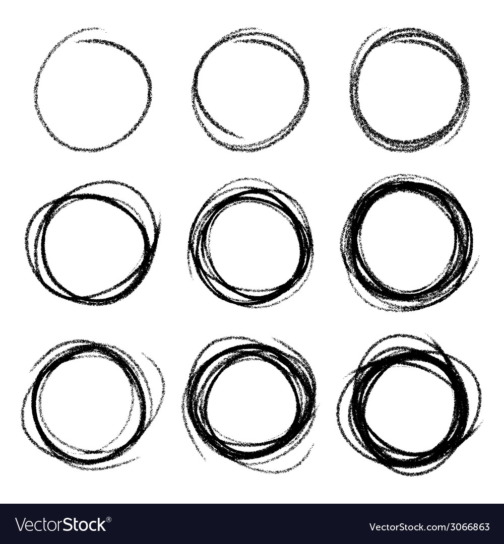 set of hand drawn scribble circles design elements circles design
