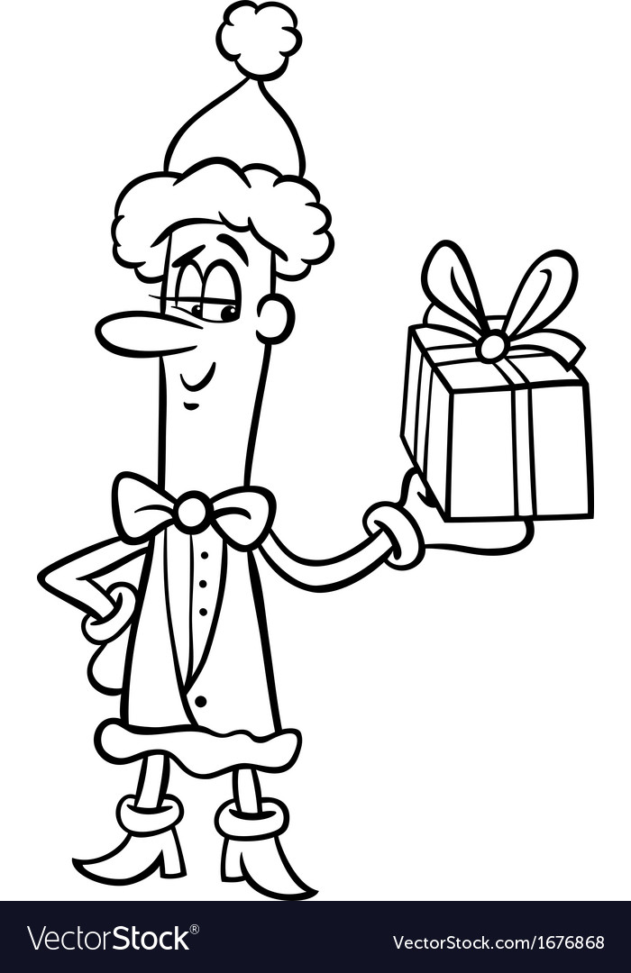 Christmas Elf Cartoon Coloring Page Royalty Free Vector