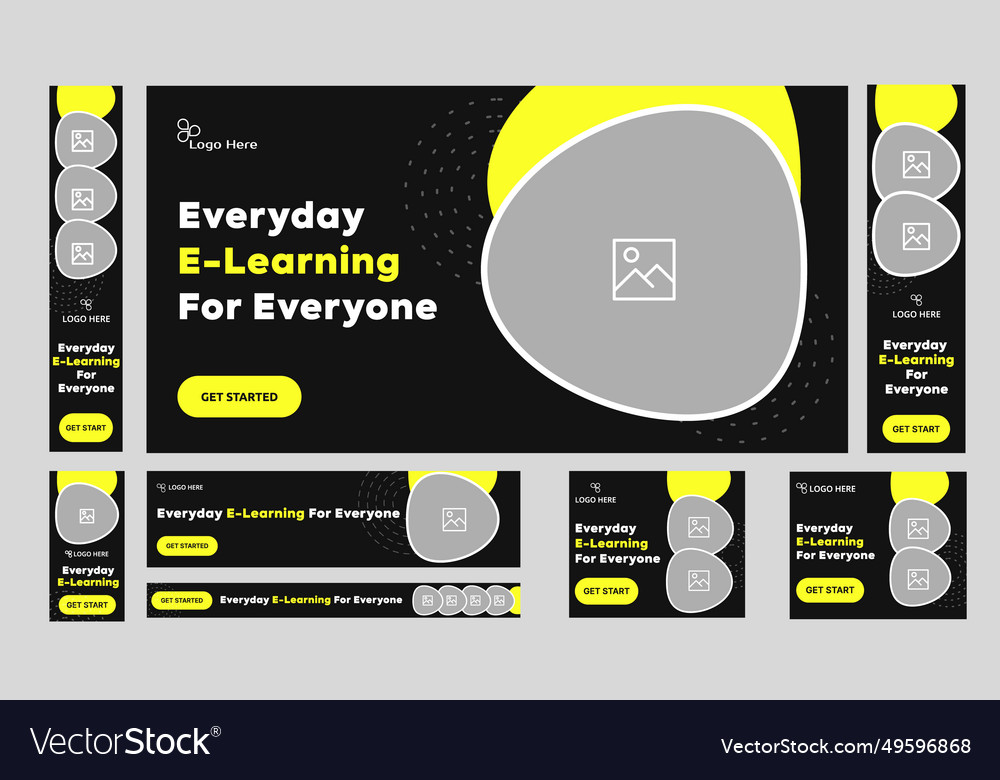 Creative learning platform web set banner design