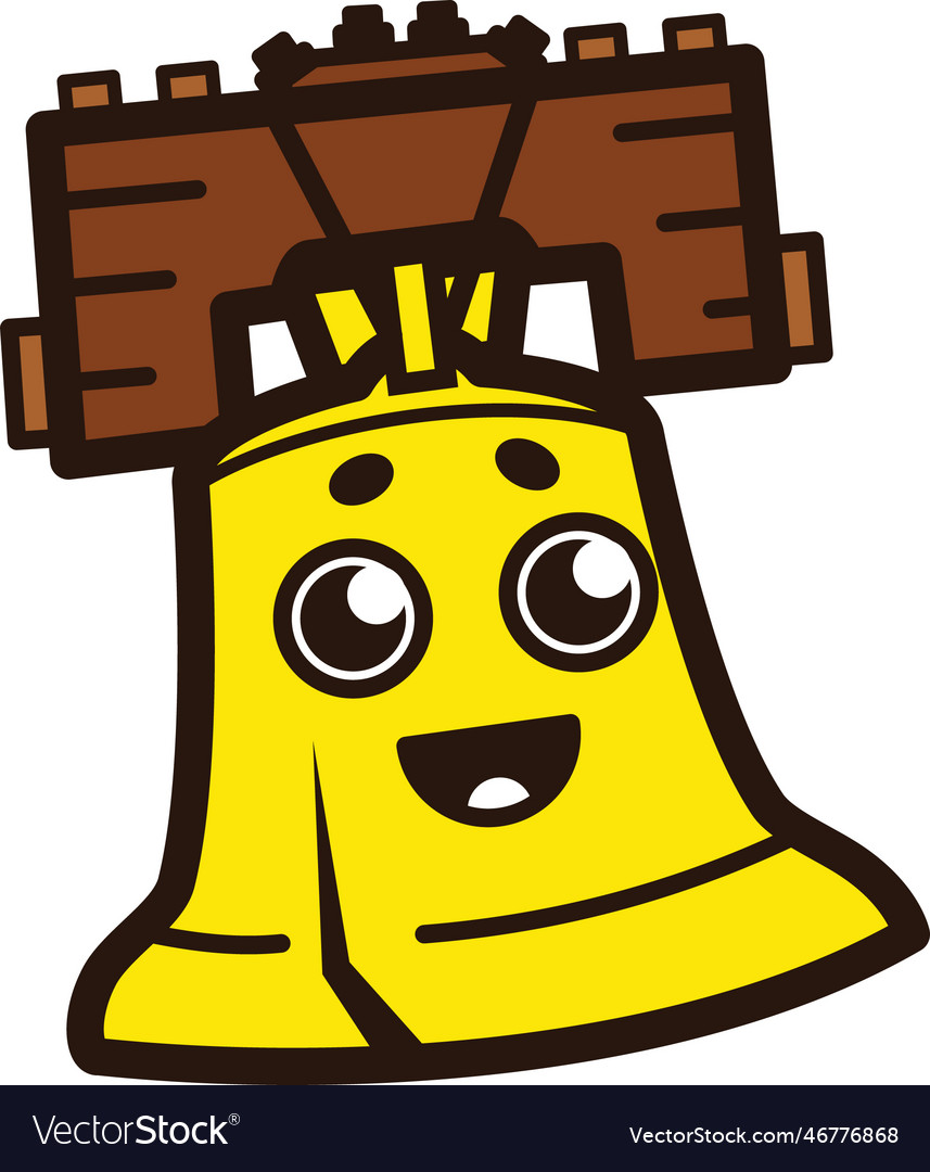 Cute cartoon liberty bell with a happy face