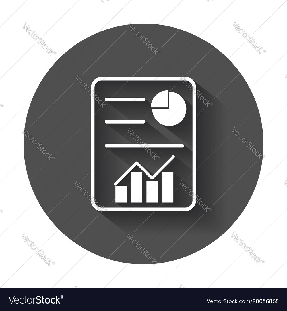 Document with chart symbol flat long shadow