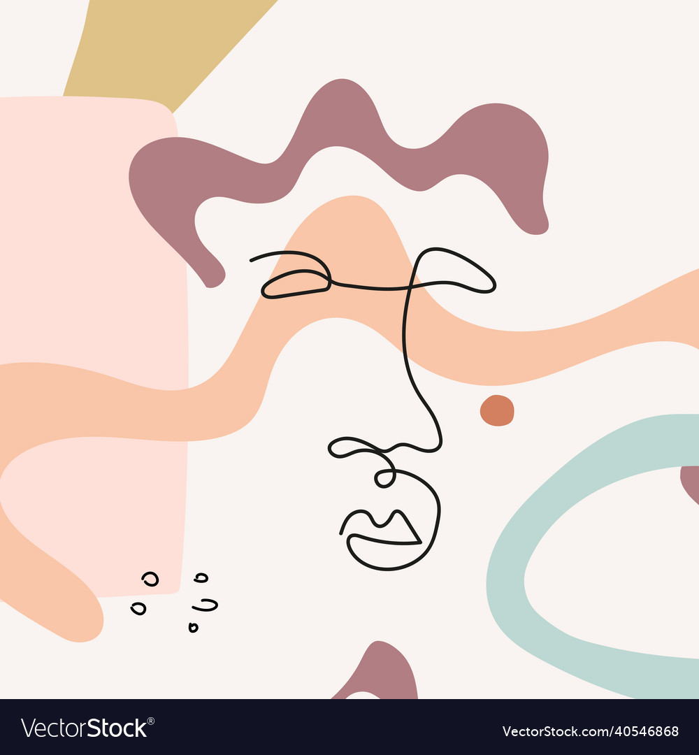 Face with abstract shapes in line art style Vector Image Face with abstract shapes in line art style
