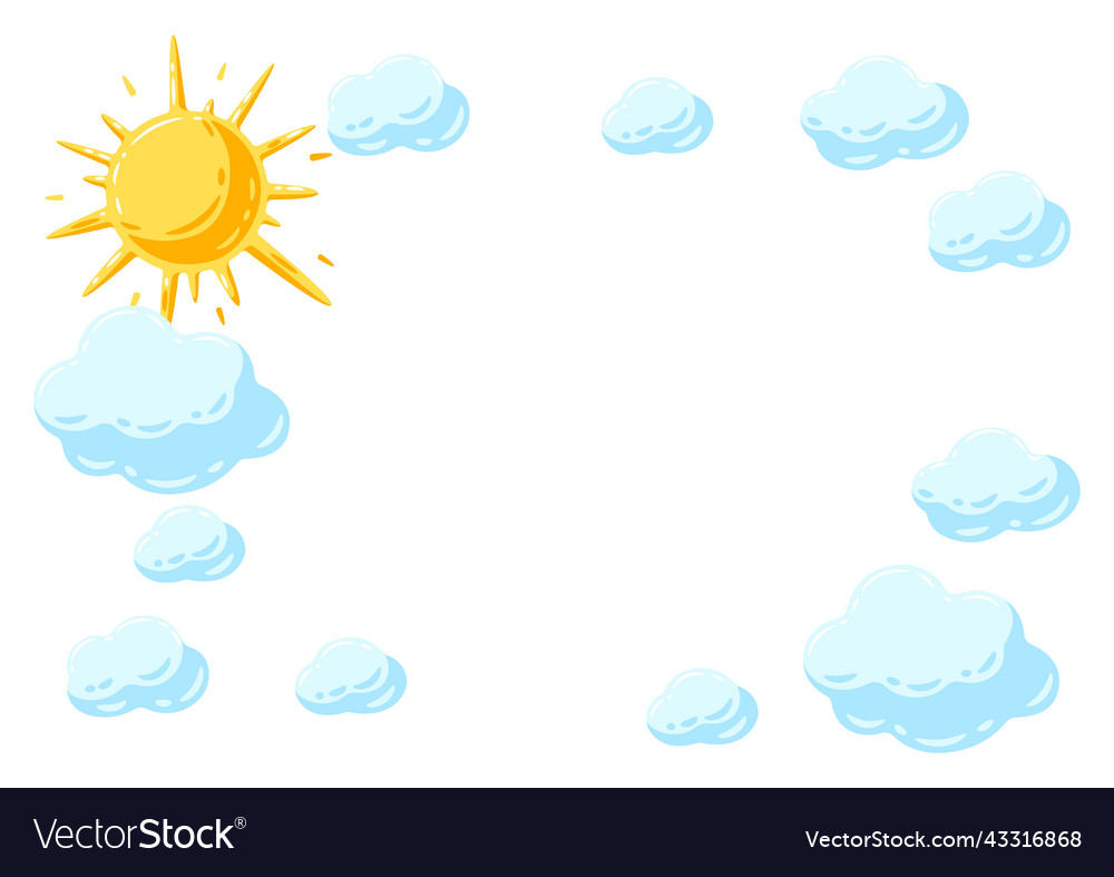 Frame with sun and clouds cartoon image Royalty Free Vector Frame with sun and clouds cartoon image Royalty Free Vector
