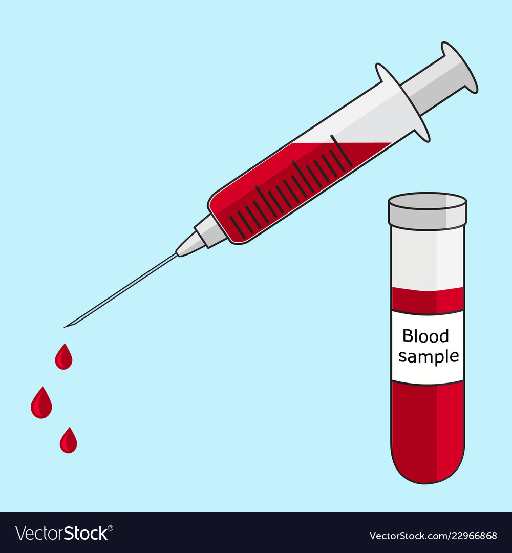 Medical Syringe With Needle Filled With Blood Vector Image