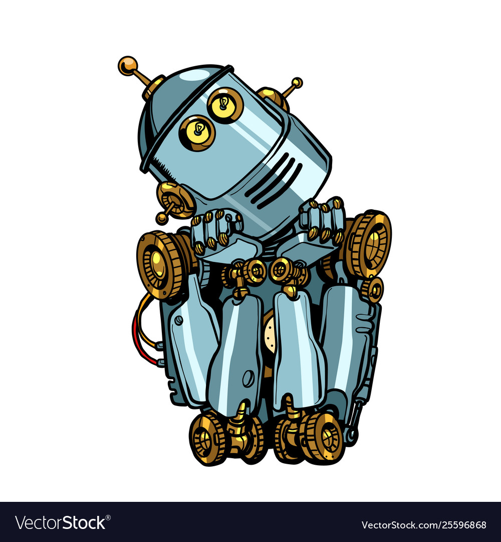 Robot artificial intelligence thinks dreams Vector Image