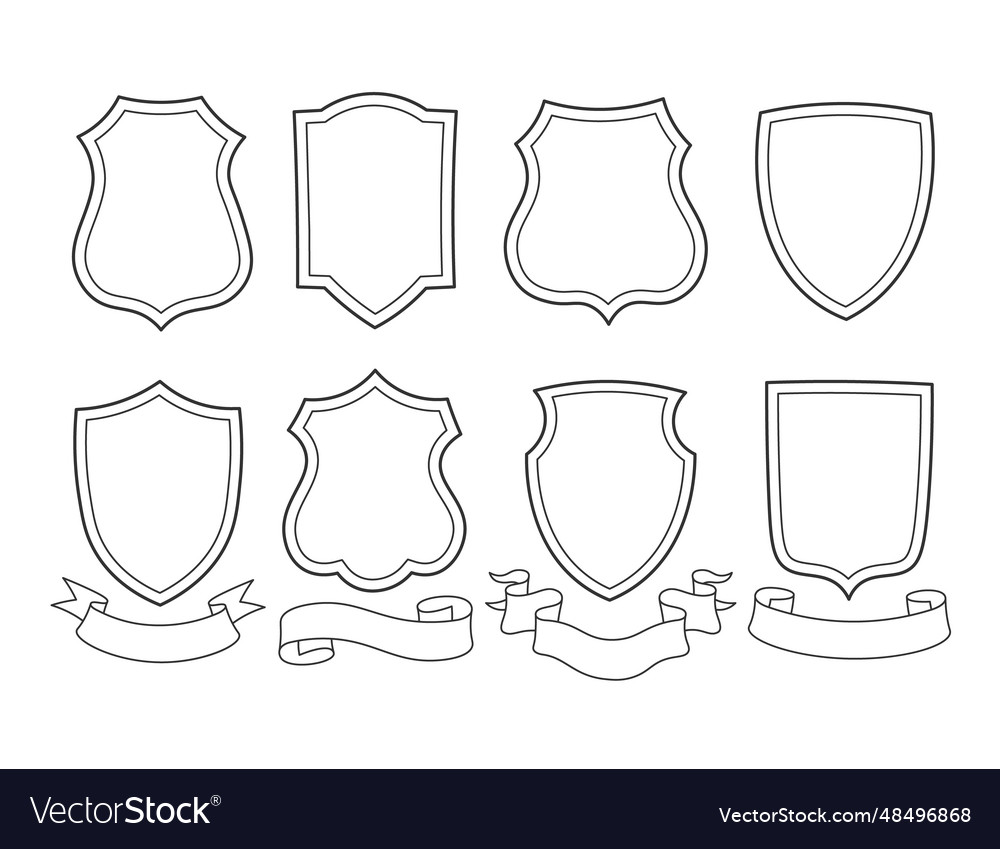 Royal knight shield empty blank frame shape Vector Image