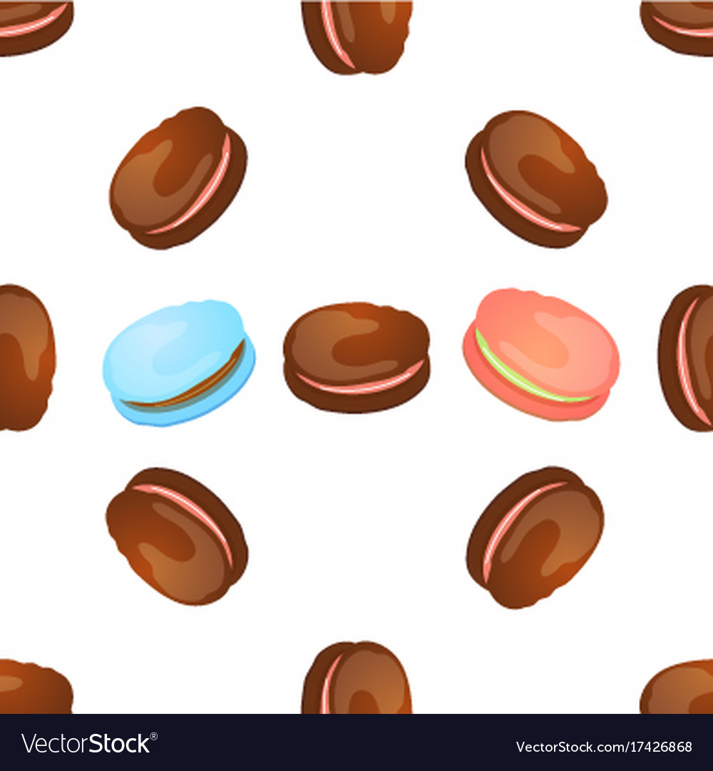Seamless pattern with colorful macaroon on white