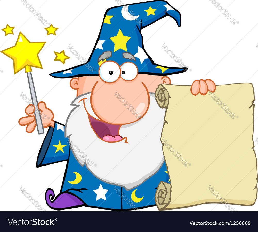Smiling Wizard with Scroll