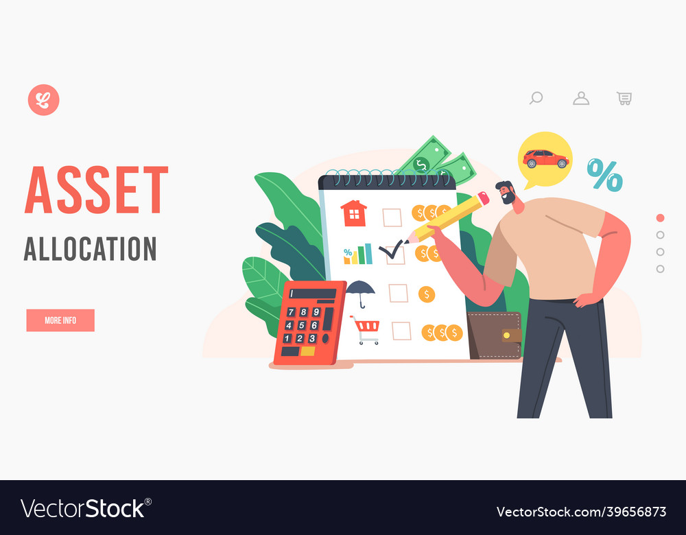 Asset allocation landing page template man vector image Asset allocation landing page template man