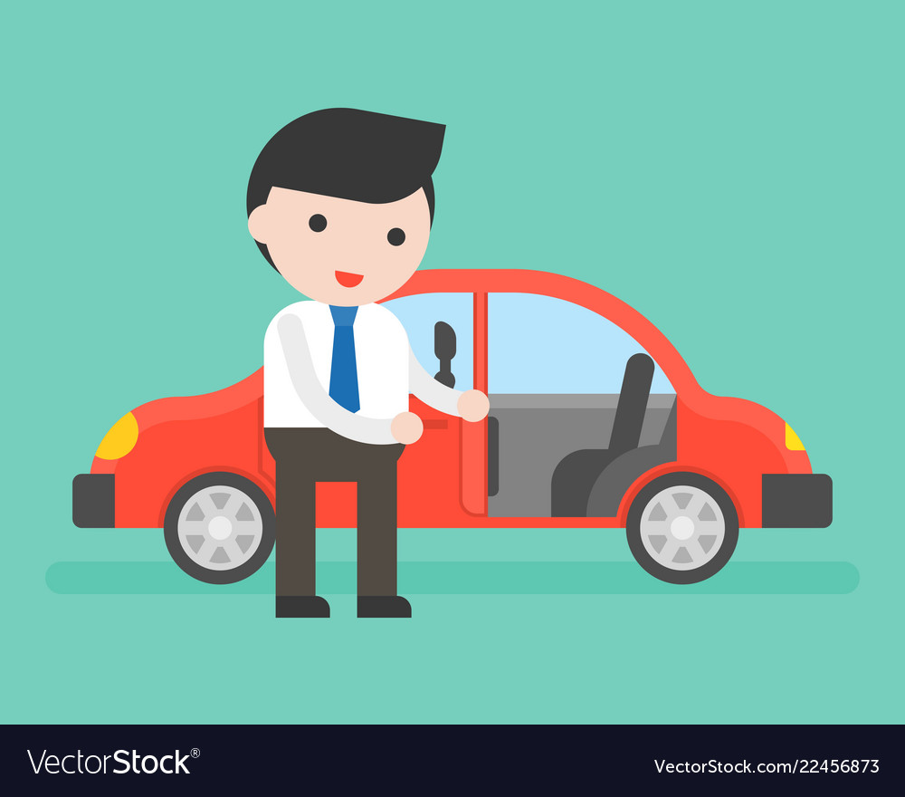 Businessman Or Salesman Open Cars Door For Vector Image