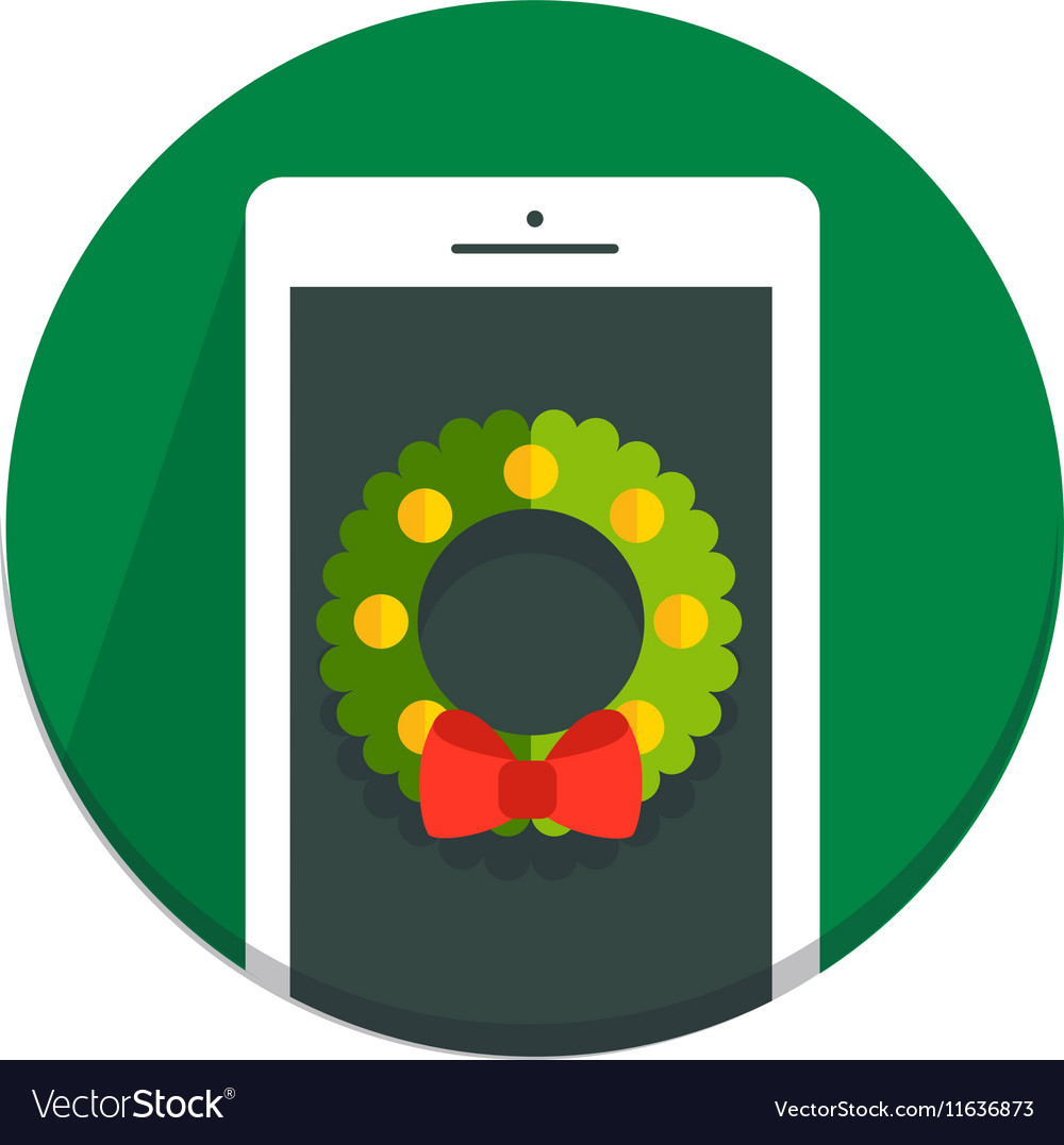 Circle christmas icon flat wreath