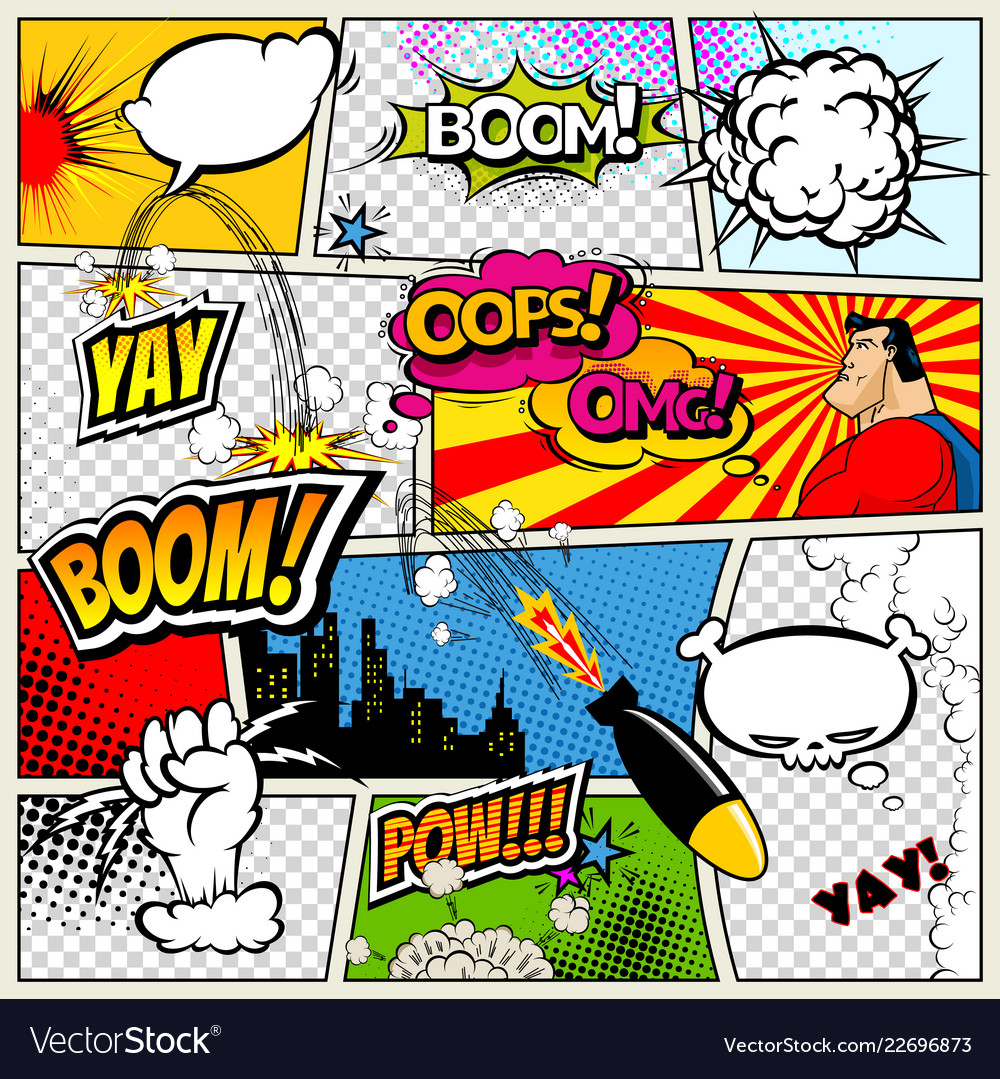 Comic book page divided lines with speech Vector Image