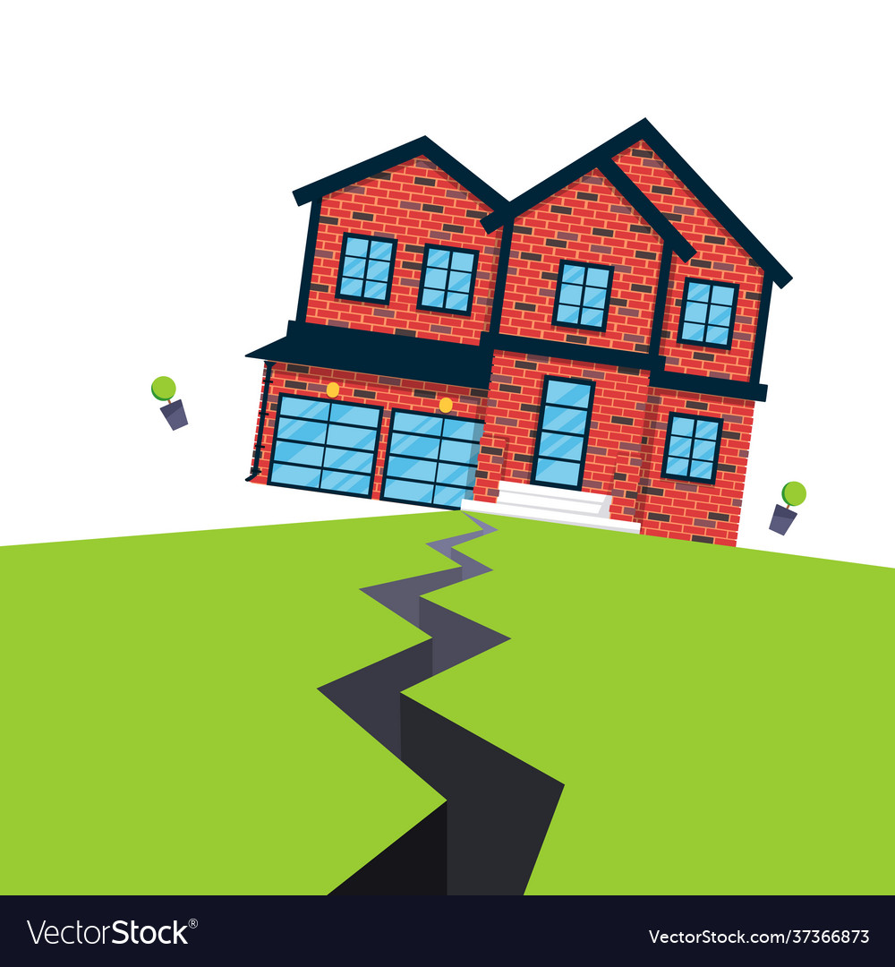 Earthquake house insurance concept flat style Vector Image