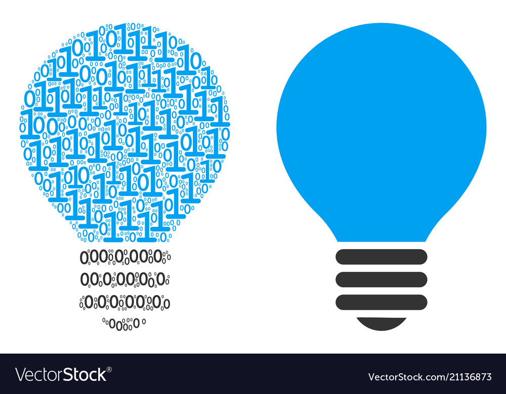 Electric bulb mosaic of binary digits vector image Electric bulb mosaic of binary digits