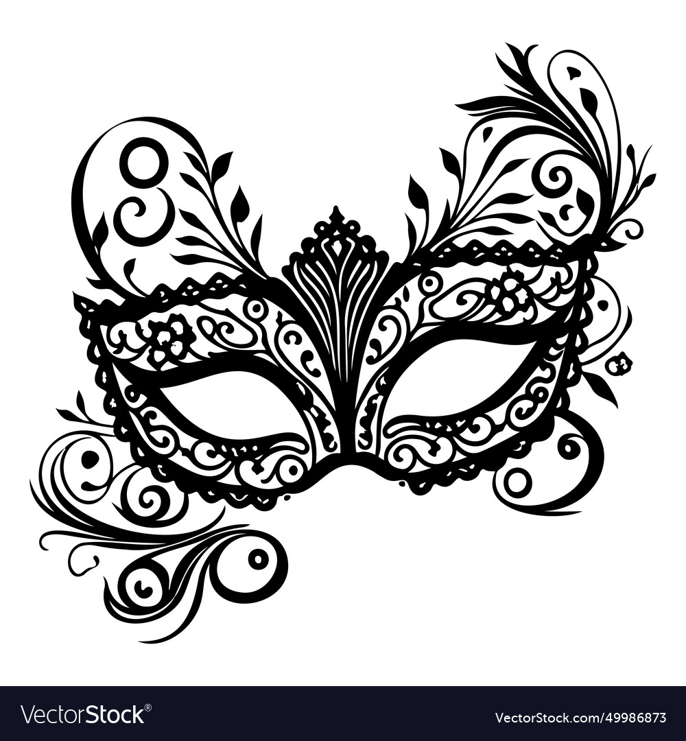 Elegant carnival mask black sketch hand draw