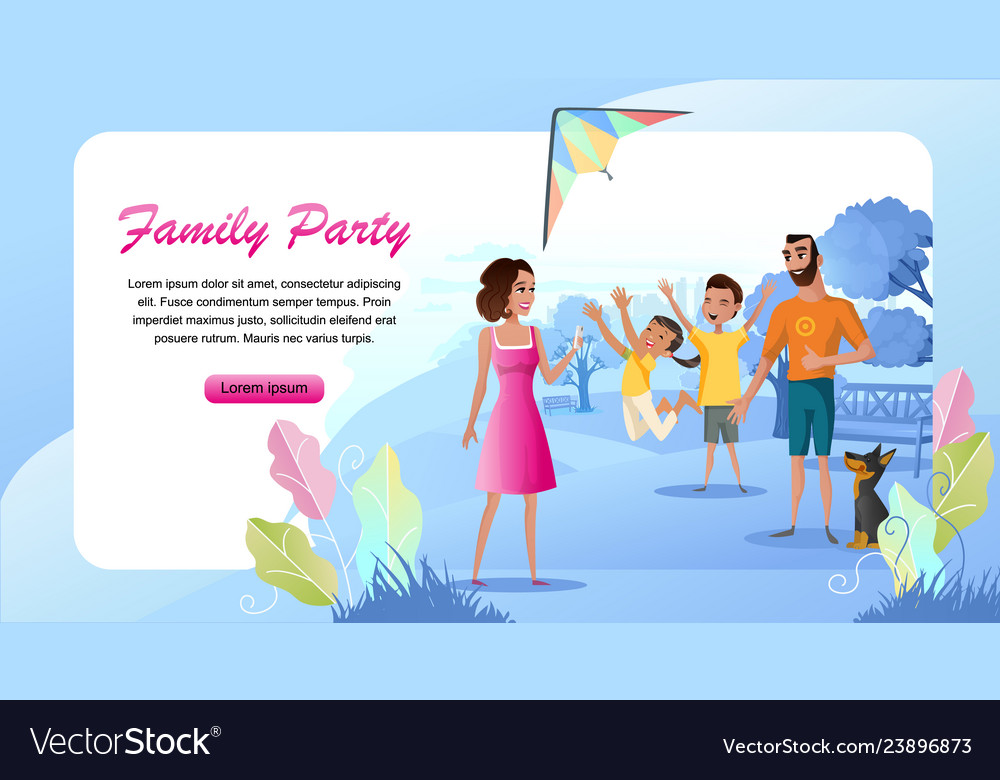 Family outdoor party cartoon landing page