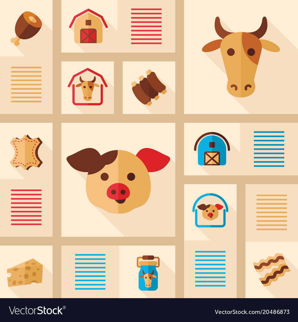 Farm animal icons set Royalty Free Vector Image