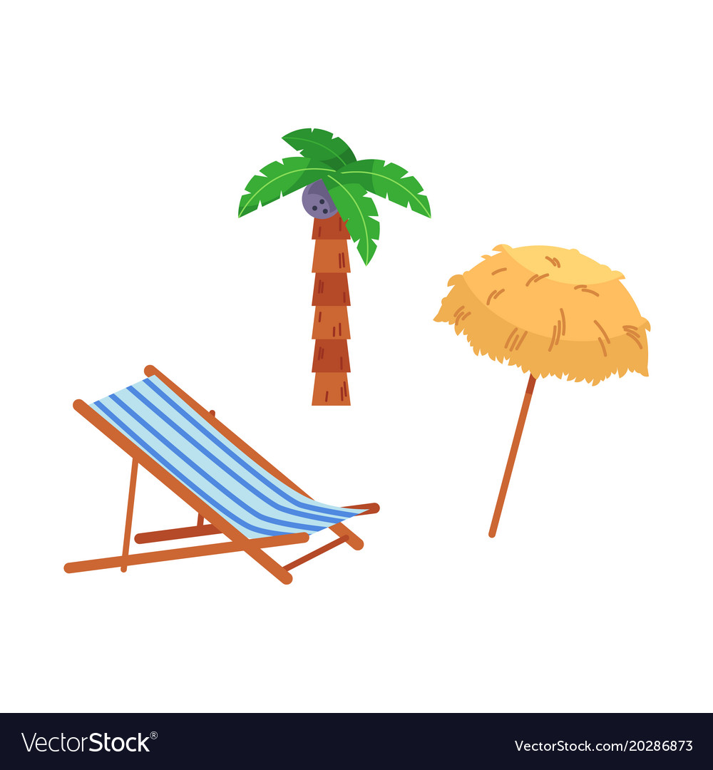 Flat travelling beach vacation symbols icon