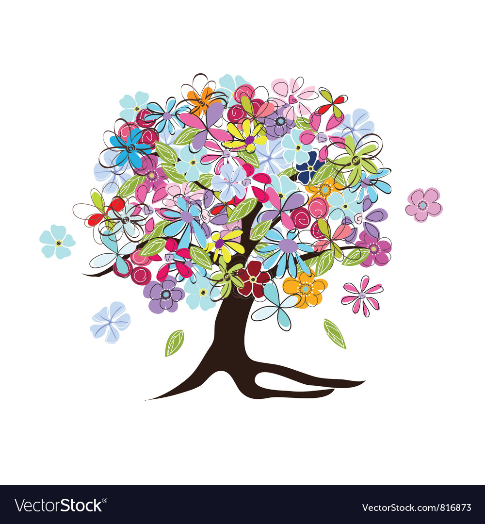 Floral tree Royalty Free Vector Image - VectorStock