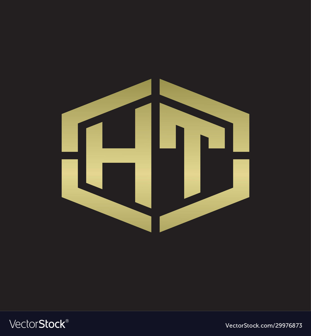 Ht logo monogram with hexagon shape and piece Vector Image